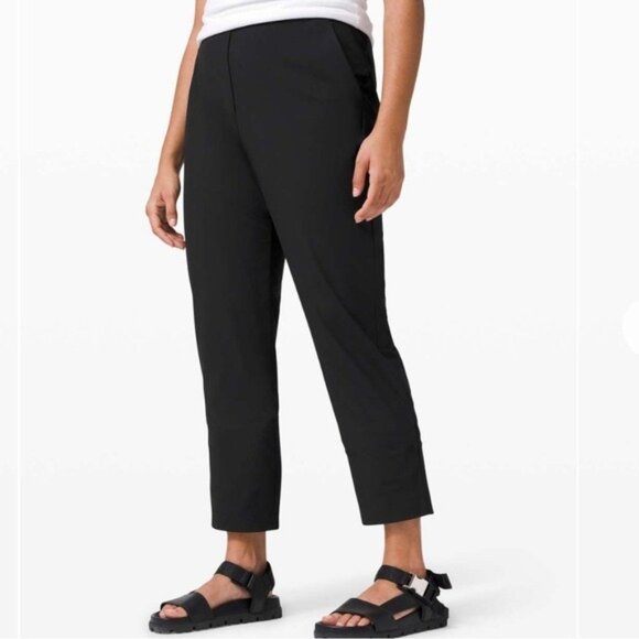 Lululemon High Rise Trouser Pants Athleisure Black Preppy Office Weekend Chic - Picture 1 of 11